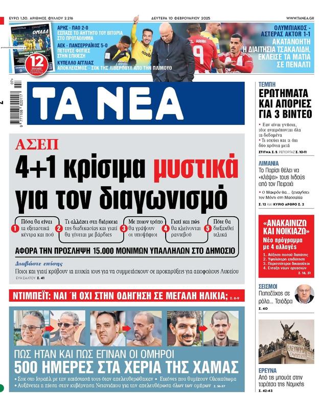 Πρωτοσέλιδο Τα Νέα