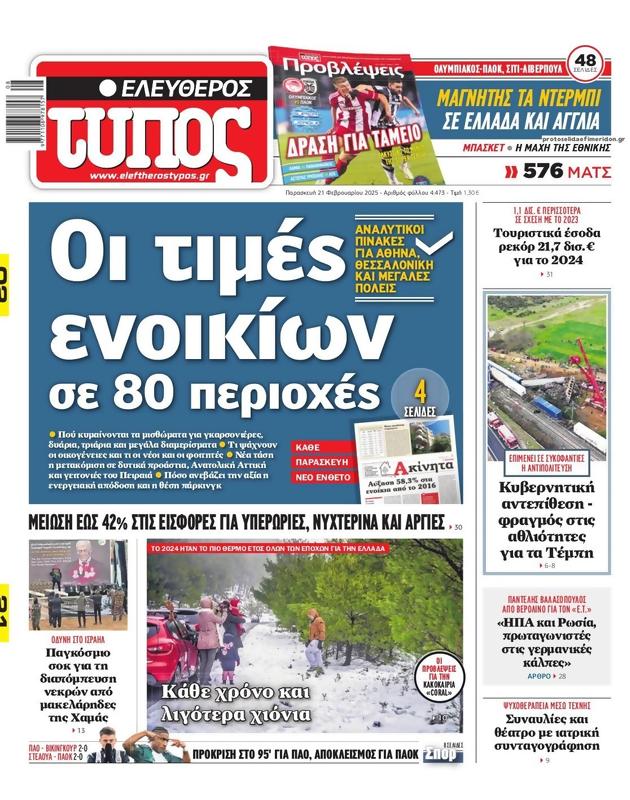 Πρωτοσέλιδο Ελεύθερος Τύπος