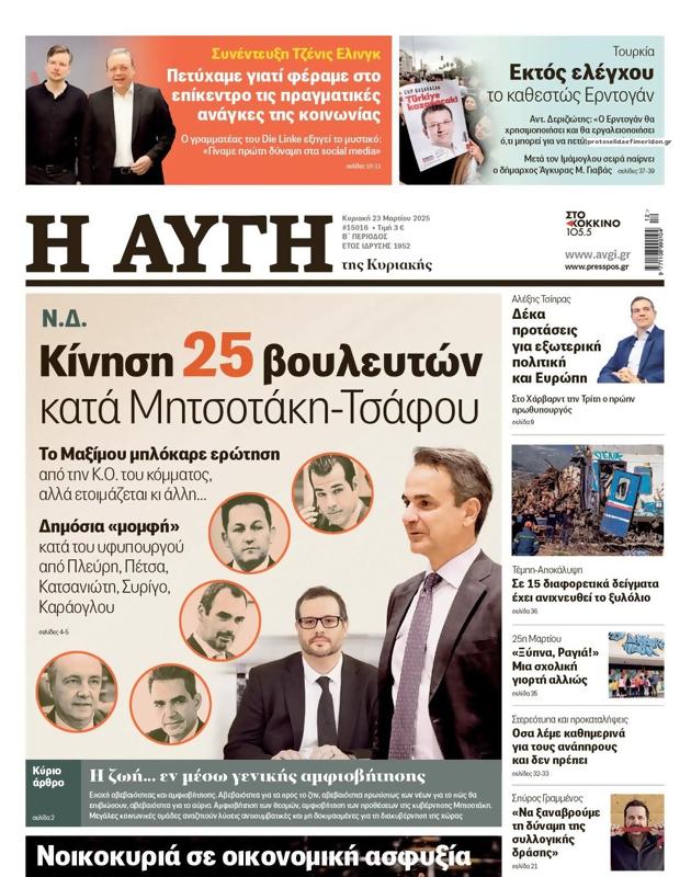 Πρωτοσέλιδο Αυγή