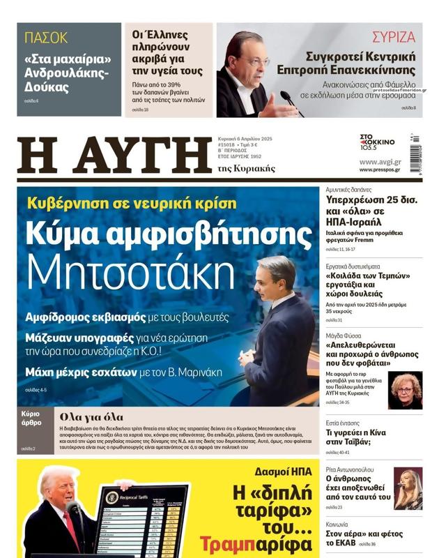 Πρωτοσέλιδο Αυγή