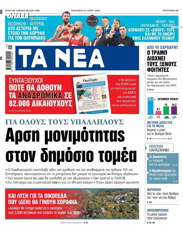Πρωτοσέλιδο Τα Νέα