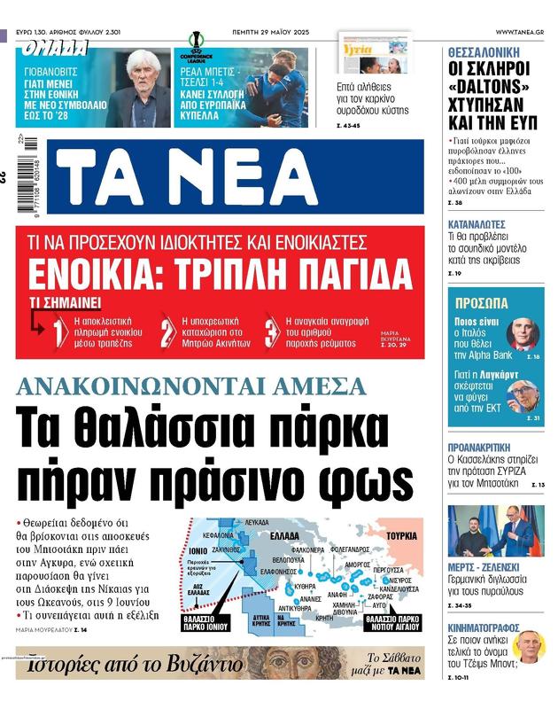 Πρωτοσέλιδο Τα Νέα