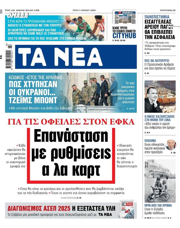 Πρωτοσέλιδο Τα Νέα