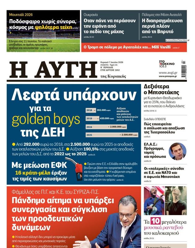Πρωτοσέλιδο Αυγή